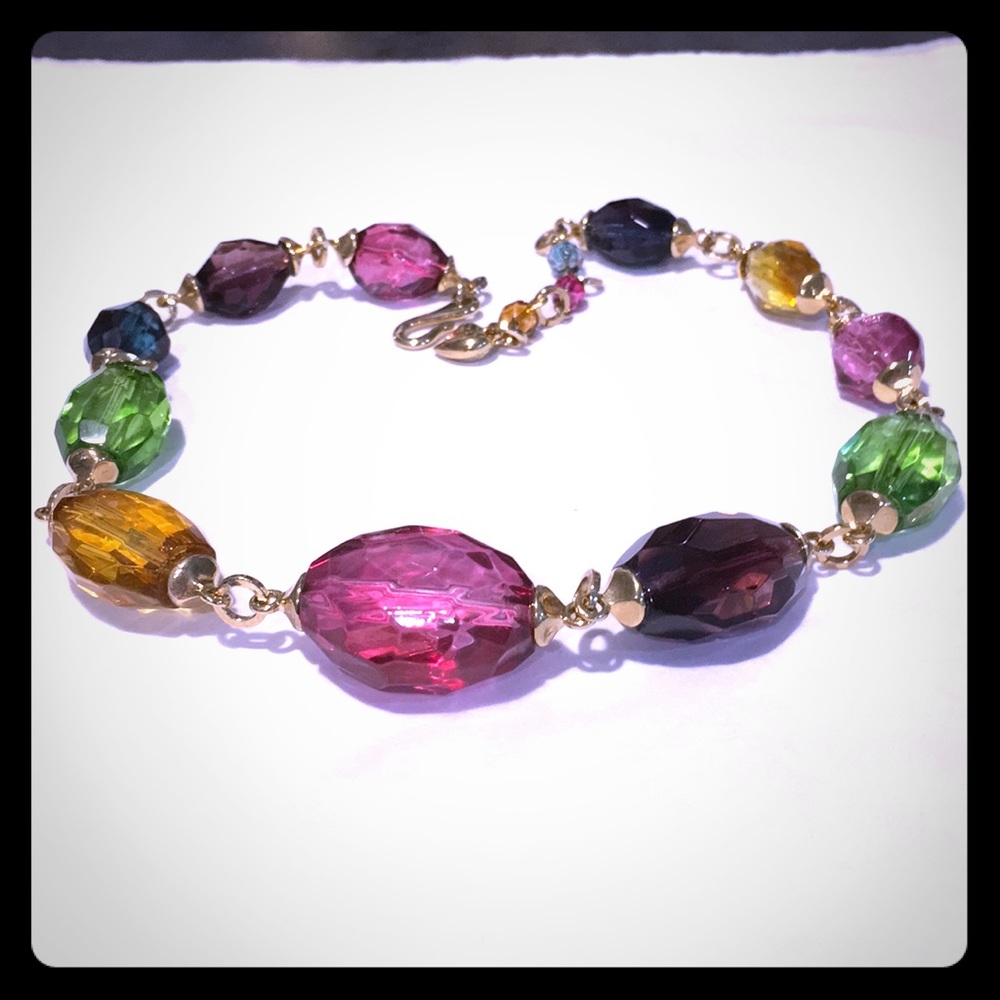 Coach multi colored crystal stone necklace